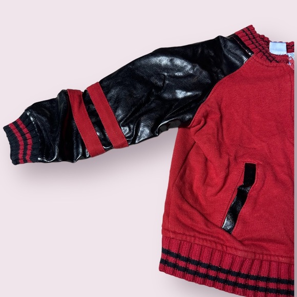 Baby Wonderful World Of Disney Faux Leather Sleeve Mickey Mouse Bomber Jacket - Picture 7 of 11